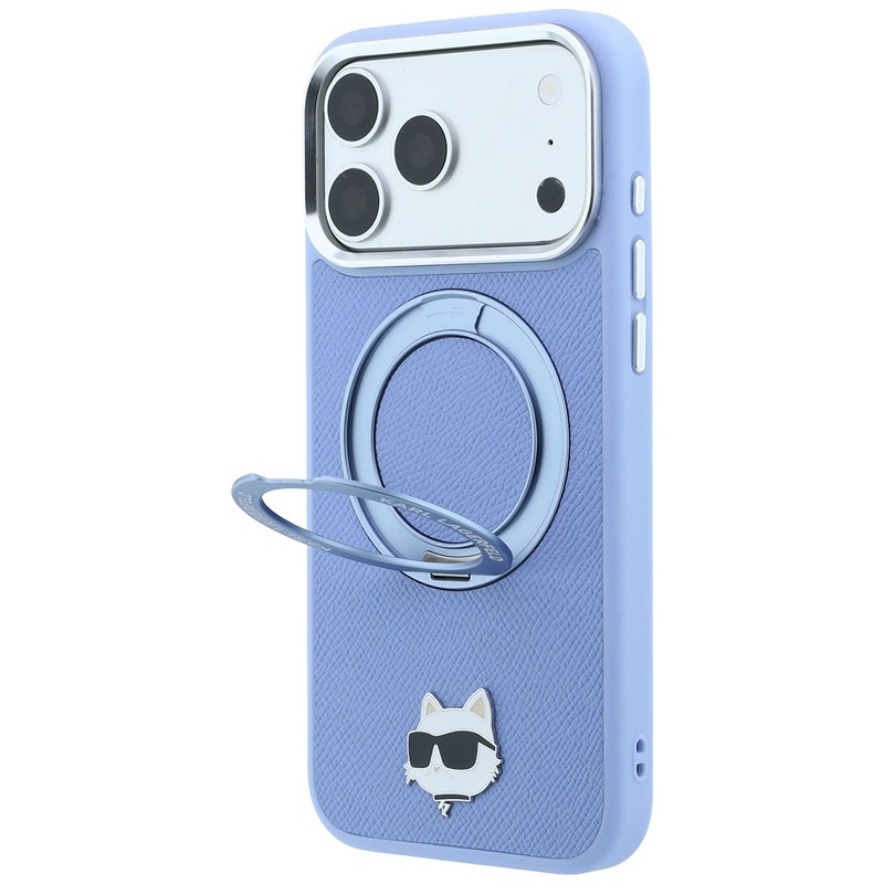 Karl Lagerfeld with Ring Stand 360 Choupette Head Pin MagSafe case for Iphone 18 Pro / 17 Pro blue - Billede 2
