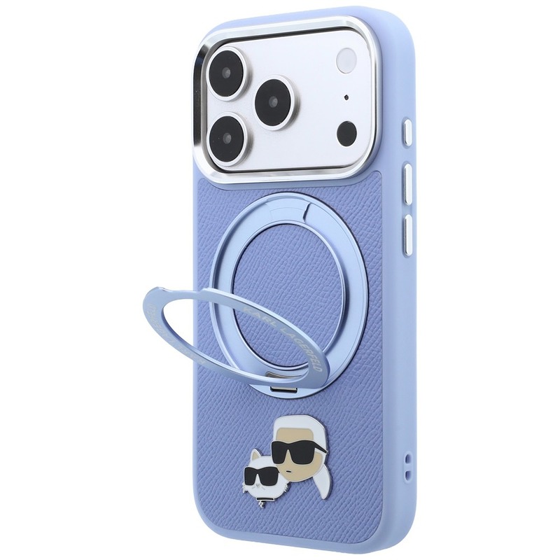 Karl Lagerfeld with Ring Stand 360 Karl & Choupette Heads Pin MagSafe case for Iphone 18 Pro / 17 Pro blue - Billede 2