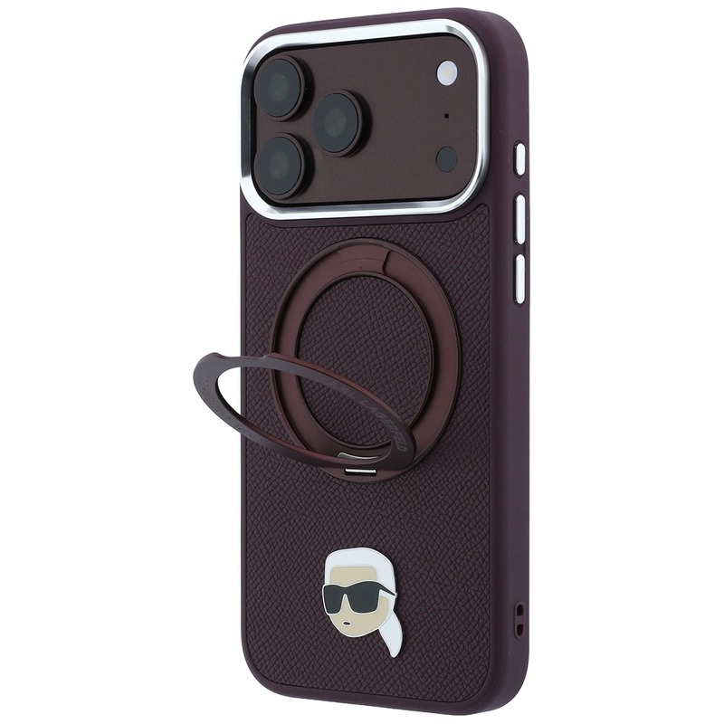 Karl Lagerfeld with Ring Stand 360 Karl Head Pin MagSafe case for Iphone 18 Pro / 17 Pro burgundy - Billede 2