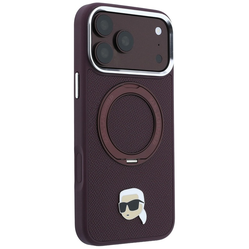 Karl Lagerfeld with Ring Stand 360 Karl Head Pin MagSafe case for Iphone 18 Pro / 17 Pro burgundy - Billede 4