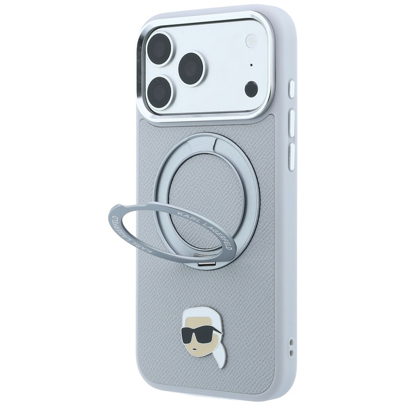 Karl Lagerfeld with Ring Stand 360 Karl Head Pin MagSafe case for Iphone 18 Pro / 17 Pro szary - Billede 2