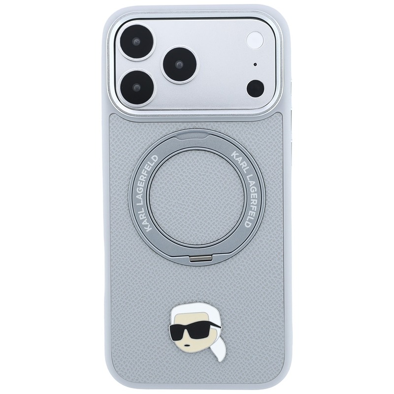 Karl Lagerfeld with Ring Stand 360 Karl Head Pin MagSafe case for Iphone 18 Pro / 17 Pro szary - Billede 3