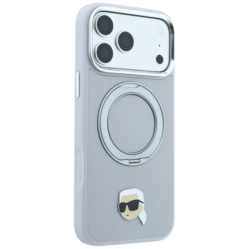 Karl Lagerfeld with Ring Stand 360 Karl Head Pin MagSafe case for Iphone 18 Pro / 17 Pro szary - Billede 4