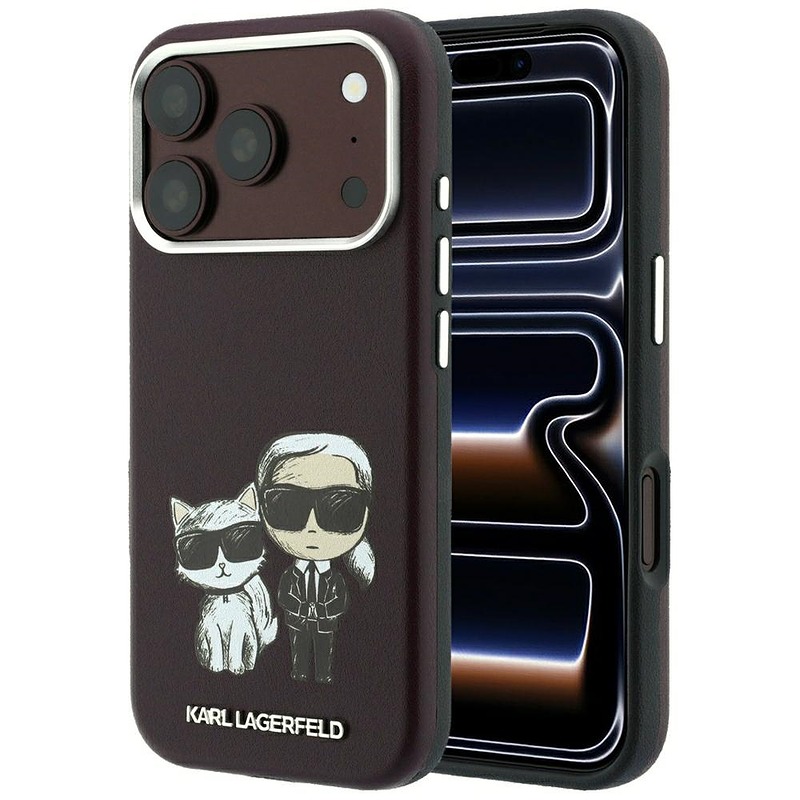 Karl Lagerfeld Smooth Karl Choupette Bodies Sketch MagSafe case for iPhone 18 Pro Max / 17 Pro Max burgundy