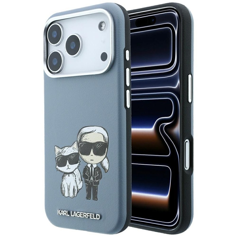 Karl Lagerfeld Smooth Karl Choupette Bodies Sketch MagSafe case for iPhone 18 Pro / 17 Pro light blue