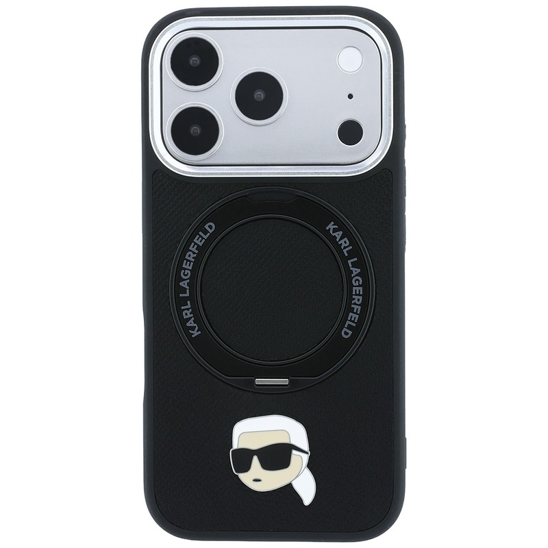 Karl Lagerfeld with Ring Stand 360 Karl Head Pin MagSafe case for iPhone 18 Pro / 17 Pro black - Billede 3