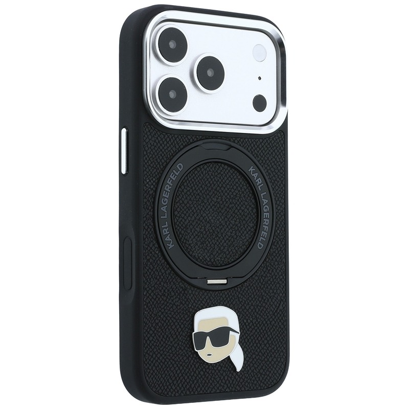 Karl Lagerfeld with Ring Stand 360 Karl Head Pin MagSafe case for iPhone 18 Pro / 17 Pro black - Billede 4