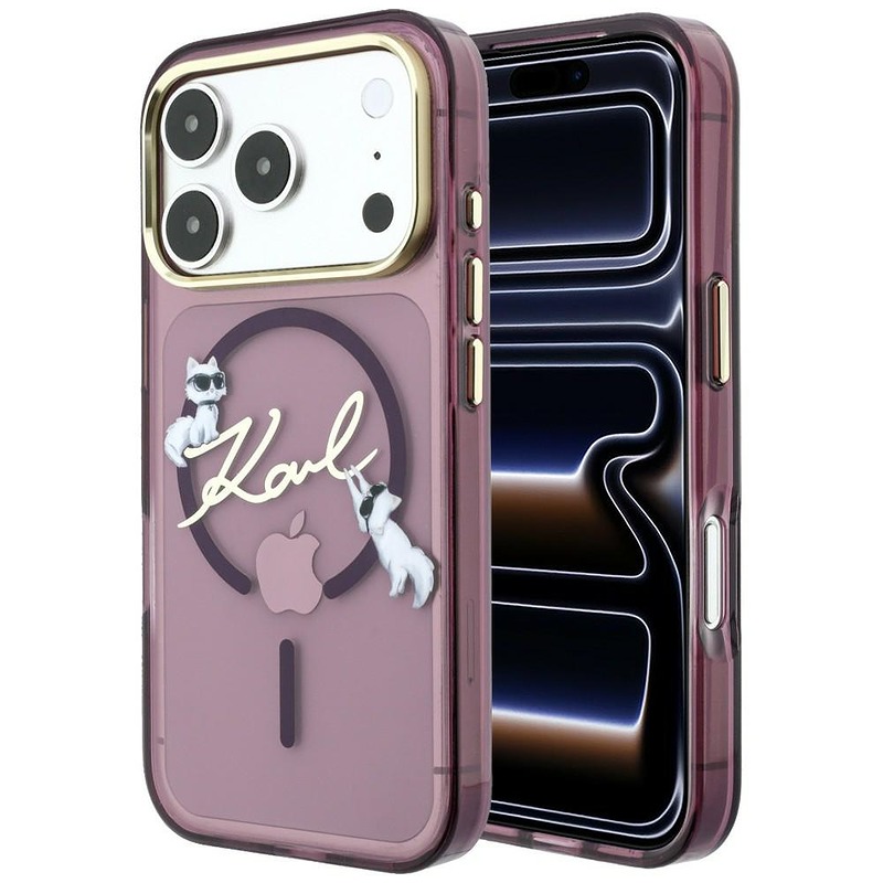 Karl Lagerfeld Script Logo MagSafe case for iPhone 18 Pro Max / 17 Pro Max burgundy
