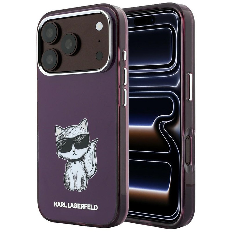 Karl Lagerfeld IML Choupette Body Sketch Print MagSafe case for iPhone 18 Pro Max / 17 Pro Max burgundy