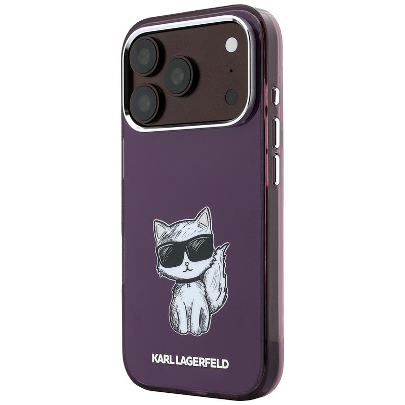 Karl Lagerfeld IML Choupette Body Sketch Print MagSafe case for iPhone 18 Pro Max / 17 Pro Max burgundy - Billede 2