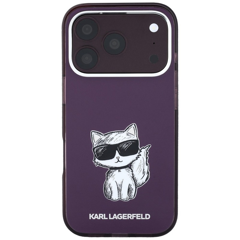 Karl Lagerfeld IML Choupette Body Sketch Print MagSafe case for iPhone 18 Pro Max / 17 Pro Max burgundy - Billede 3
