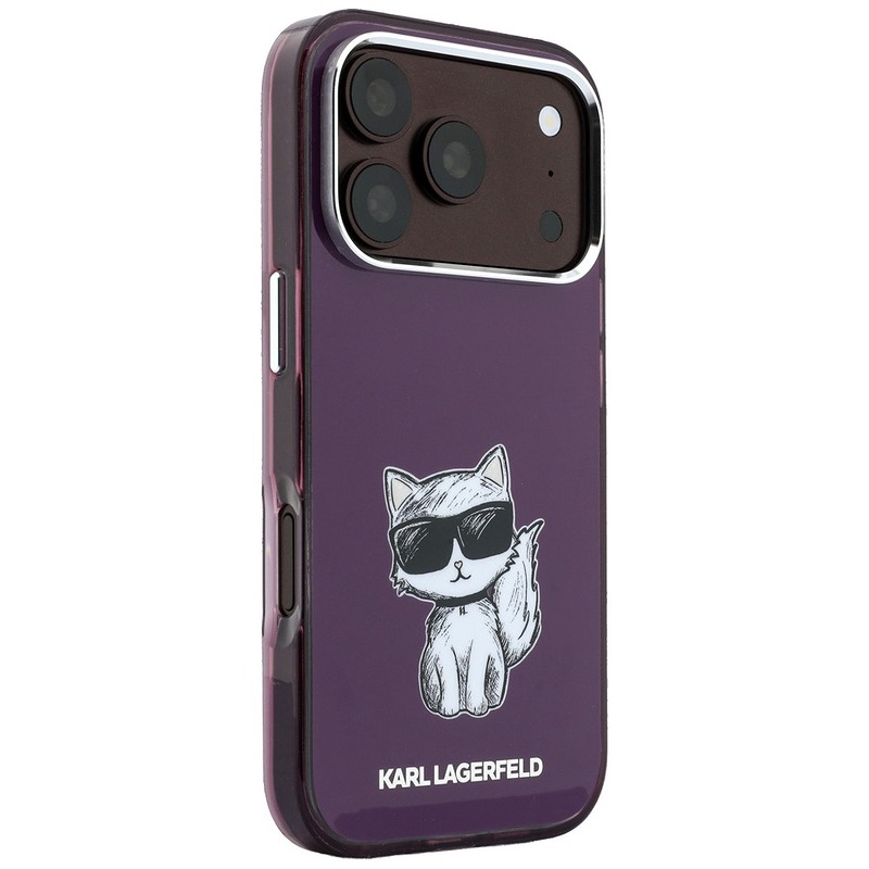 Karl Lagerfeld IML Choupette Body Sketch Print MagSafe case for iPhone 18 Pro Max / 17 Pro Max burgundy - Billede 4