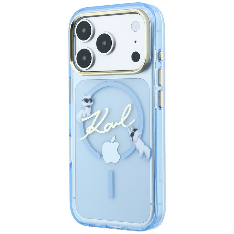 Karl Lagerfeld Script Logo MagSafe case for iPhone 18 Pro / 17 Pro light blue - Billede 2