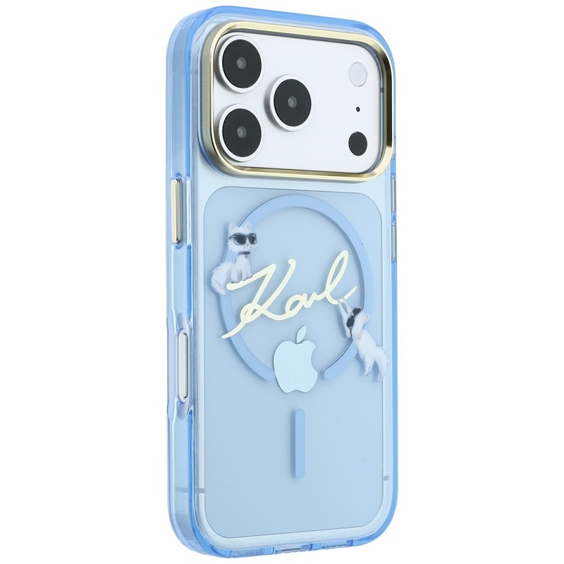 Karl Lagerfeld Script Logo MagSafe case for iPhone 18 Pro / 17 Pro light blue - Billede 4