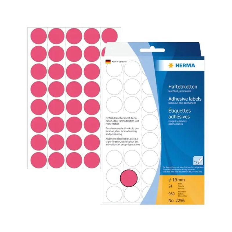 HERMA Multi-purpose labels ø19 Neon Rød