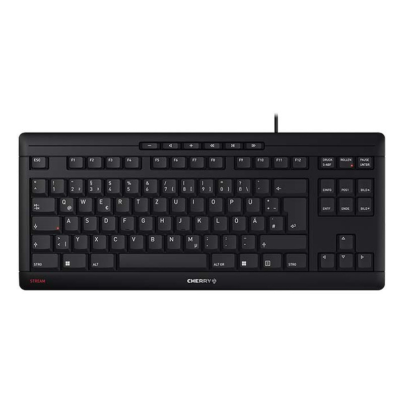 CHERRY STREAM KEYBOARD TKL tastatur Universel USB QWERTZ Tysk Sort