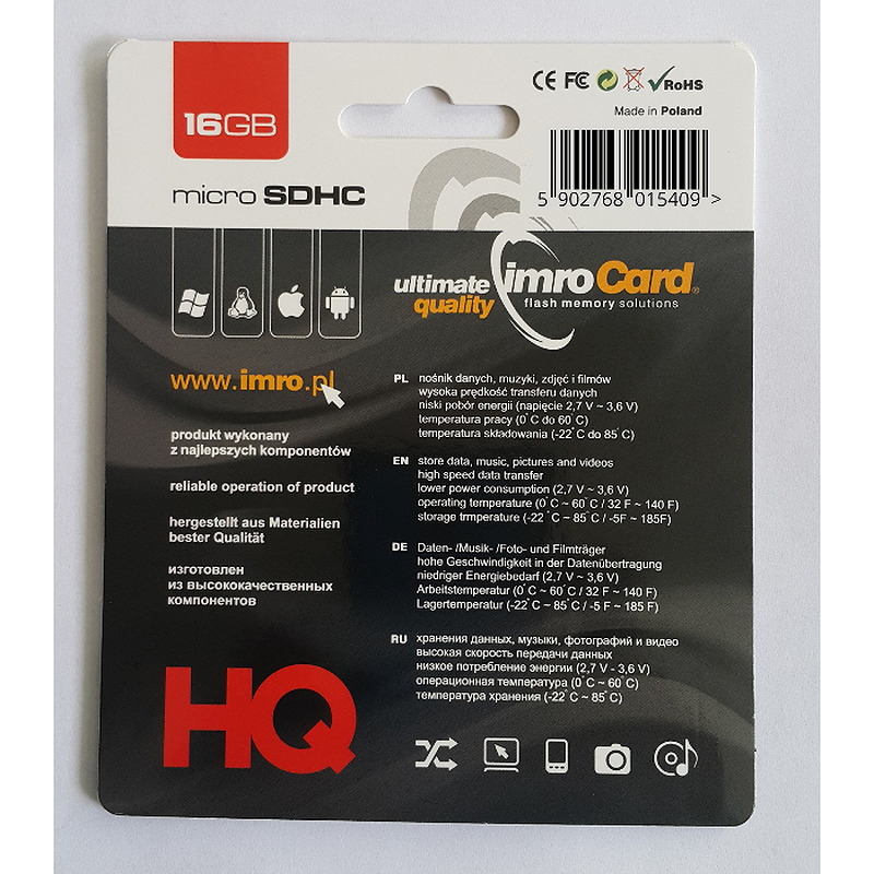 Imro memory card 16GB microSDHC cl. 6 - Billede 2