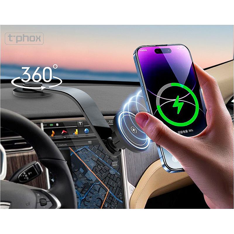 T-PHOX MAG ON 15W MAGNETIC WIRELESS CAR MOUNT BLACK - Billede 3