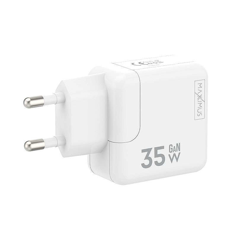 WALL CHARGER MX BURST GaN PD 35W, 2xUSB-C + C/LIGHTNING PD CABLE 20W  WHITE