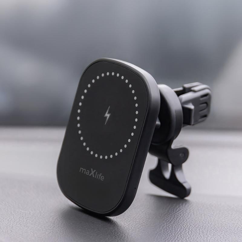 Maxlife car holder for air vent MXCH-16 magnetic with wireless charging black 15W - Billede 3