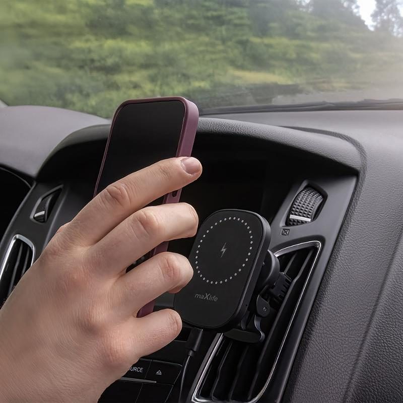 Maxlife car holder for air vent MXCH-16 magnetic with wireless charging black 15W - Billede 5