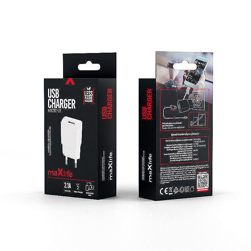 Maxlife MXTC-01 charger 1x USB 2.1A white - Billede 4