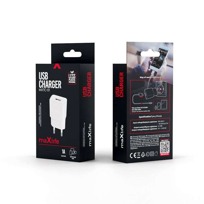 Maxlife MXTC-01 charger 1x USB 1A white - Billede 5