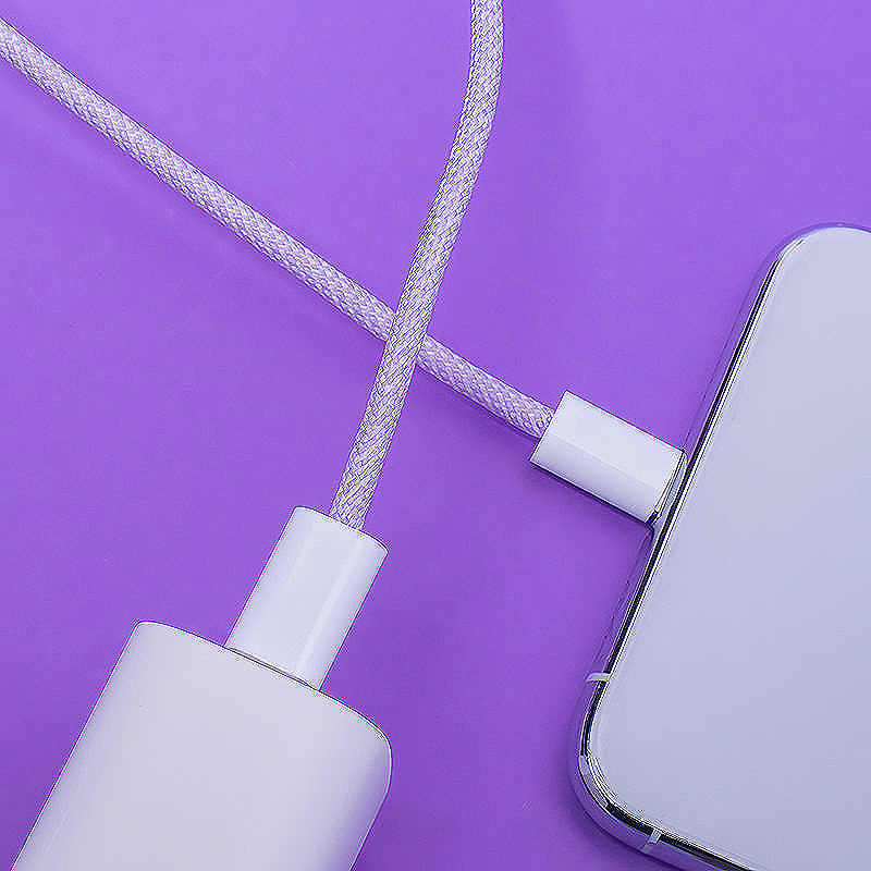 Maxlife MXUC-06 cable USB-C - USB-C 1,0 m 20W purple nylon - Billede 4