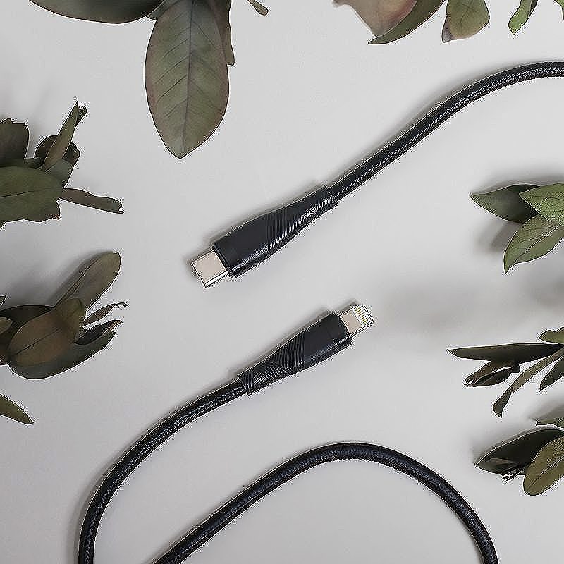 Maxlife MXUC-08 cable USB-C - Lightning 1,0 m 27W black nylon - Billede 3