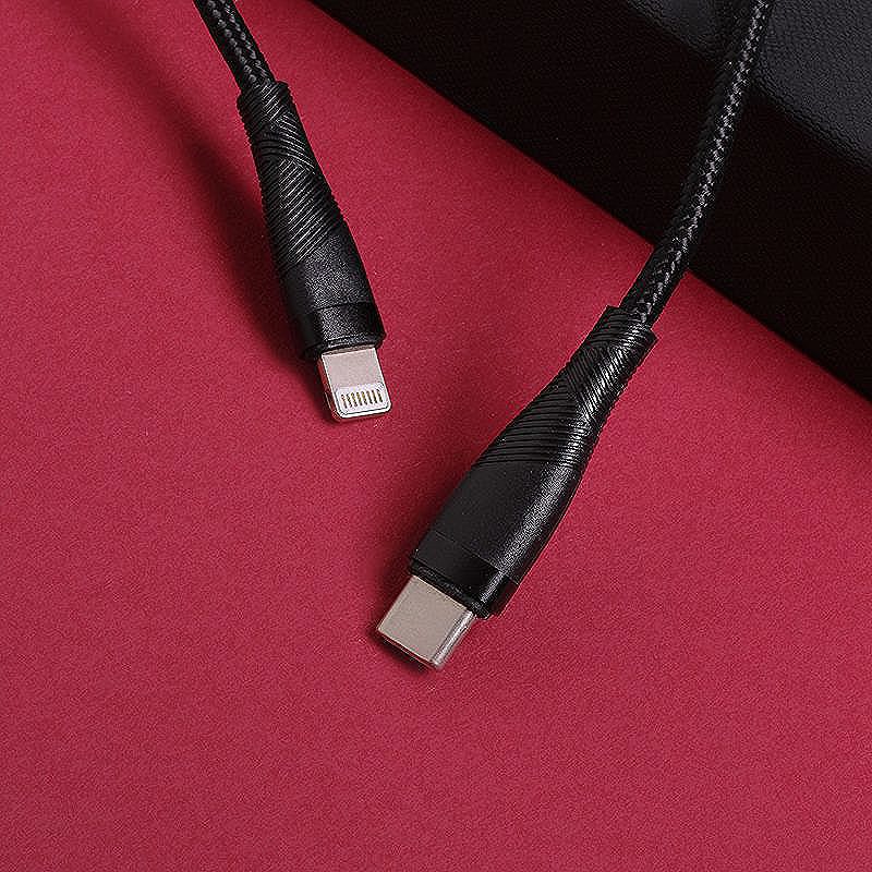 Maxlife MXUC-08 cable USB-C - Lightning 1,0 m 27W black nylon - Billede 4