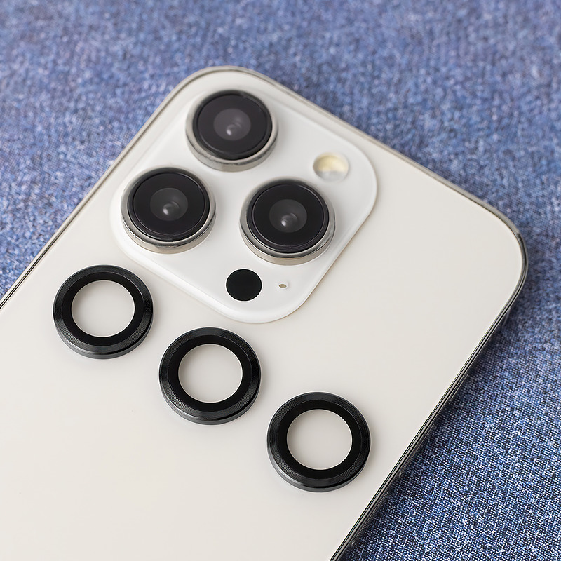 Set of lens glasses for iPhone 12 Mini / iPhone 12 / iPhone 11 black frame (2 pcs) - Billede 3