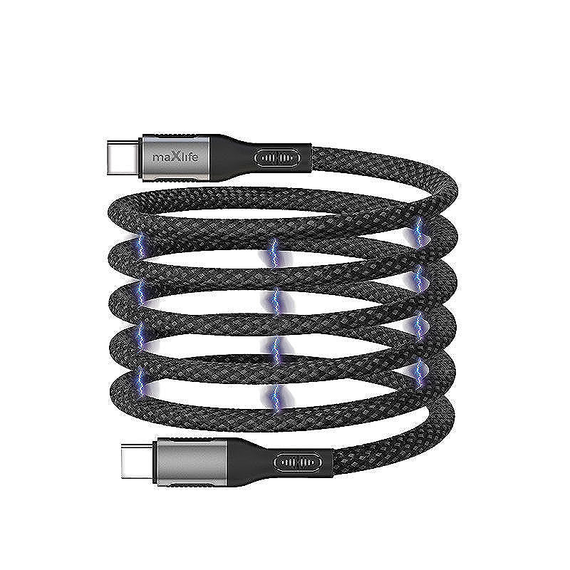 Maxlife MXUC-11 magnetic cable USB-C - USB-C 1,0 m 100W black nylon