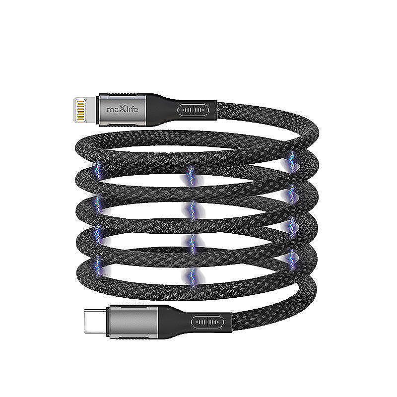 Maxlife MXUC-11 magnetic cable USB-C - Lightning 1,0 m 27W black nylon