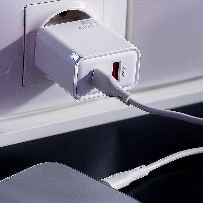 Maxlife MXTC-09-30AC GaN PD QC charger 1x USB-C 1x USB 30W white - Billede 4