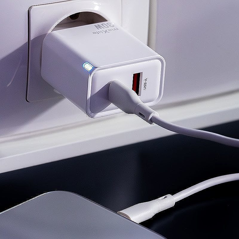 Maxlife MXTC-09-30AC GaN PD QC charger 1x USB-C 1x USB 30W white - Billede 5