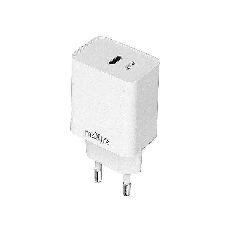 maXlife 220V 20W PD QC oplader 1x USB-C hvid