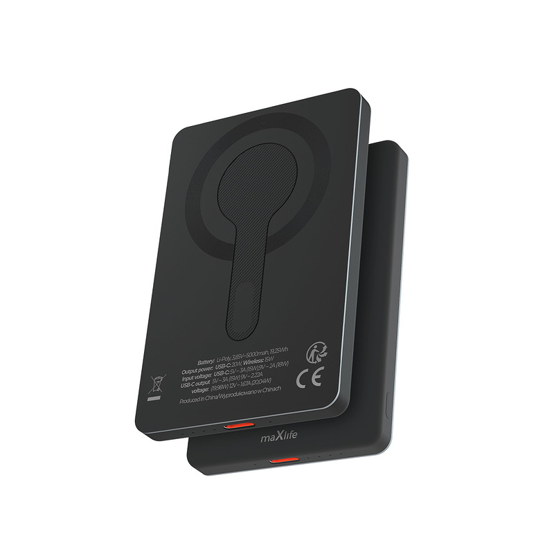 Maxlife wireless power bank MXPB-05 20W PD 5000 mAh magnetic black