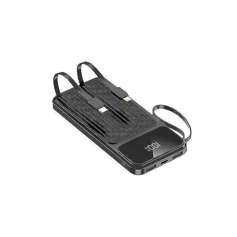 Maxlife power bank with built-in cables MXPB-06 PD QC 22,5W 10000 mAh black - Billede 2