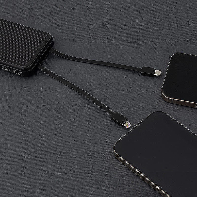 Maxlife power bank with built-in cables MXPB-06 PD QC 22,5W 10000 mAh black - Billede 5