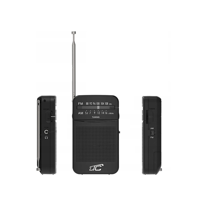 LTC portable pocket radio LEGA, AM/FM, mini jack, black - Billede 2