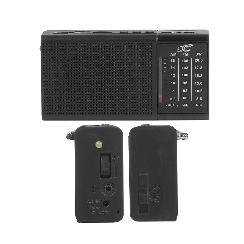 LTC portable radio REGA, USB, TF, AUX, mini LED flashlight, black - Billede 2