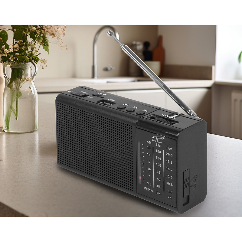 LTC portable radio REGA, USB, TF, AUX, mini LED flashlight, black - Billede 4
