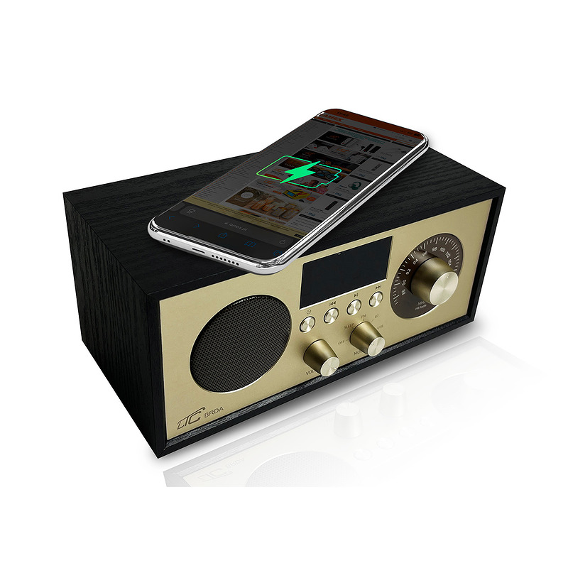 LTC portable radio BRDA, Bluetooth, FM, USB, 2200mAh, 10W wireless charging, black-gold - Billede 2