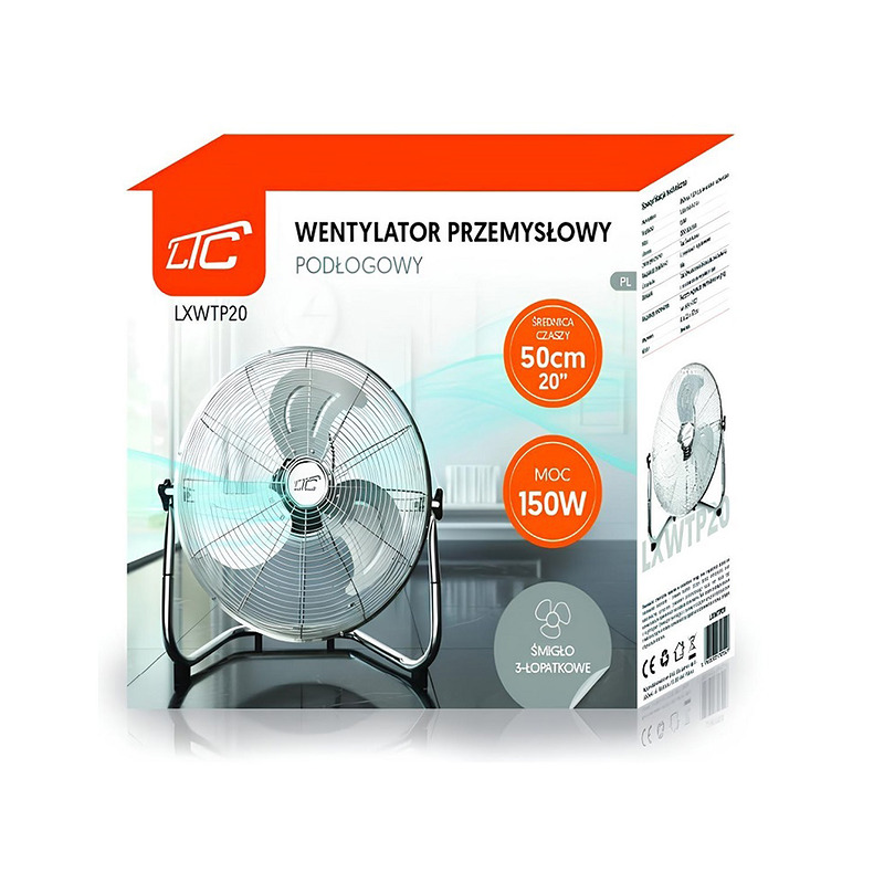 LTC Industrial Floor Fan 20" silver - Billede 3