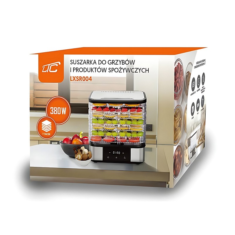 LTC 7-Tray Metal Food Dehydrator for Mushrooms and Fruit, with Display, 380W - Billede 5