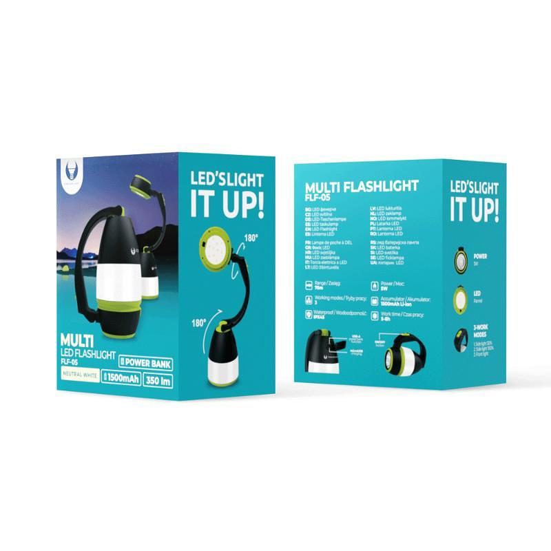 Camping lampe 3i1 1500mAh 350lm