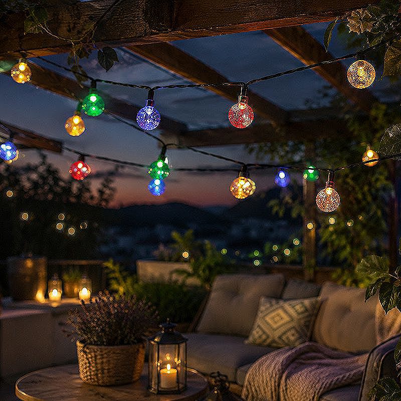 String Light Solar LED CRYSTAL BALLS SCB61 6,5m 30 balls multicolor Forever Light