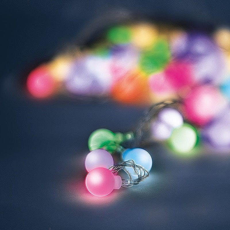 String Light Solar LED FROSTED BALLS SFB62 6,5m 30 balls multicolor Forever Light - Billede 2