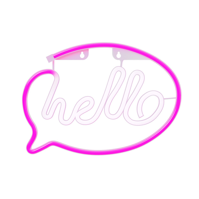 Neon LED Light HELLO pink white Bat + USB FLNE15 Forever Light - Billede 2