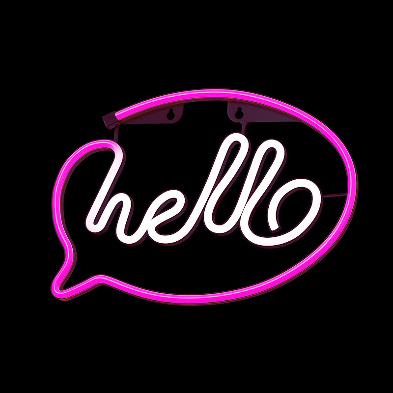 Neon LED Light HELLO pink white Bat + USB FLNE15 Forever Light - Billede 3